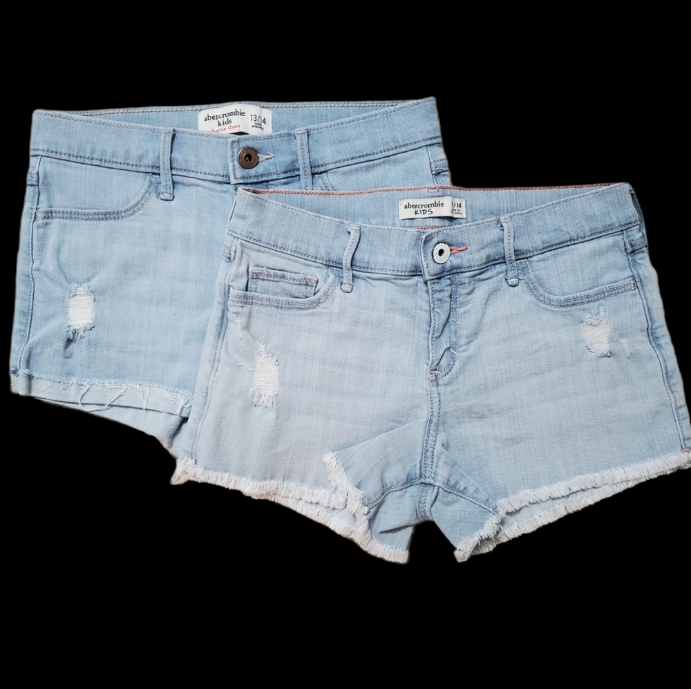 Abercrombie Kids Girls Distressed Shorts - Set Of 2 (AH20)